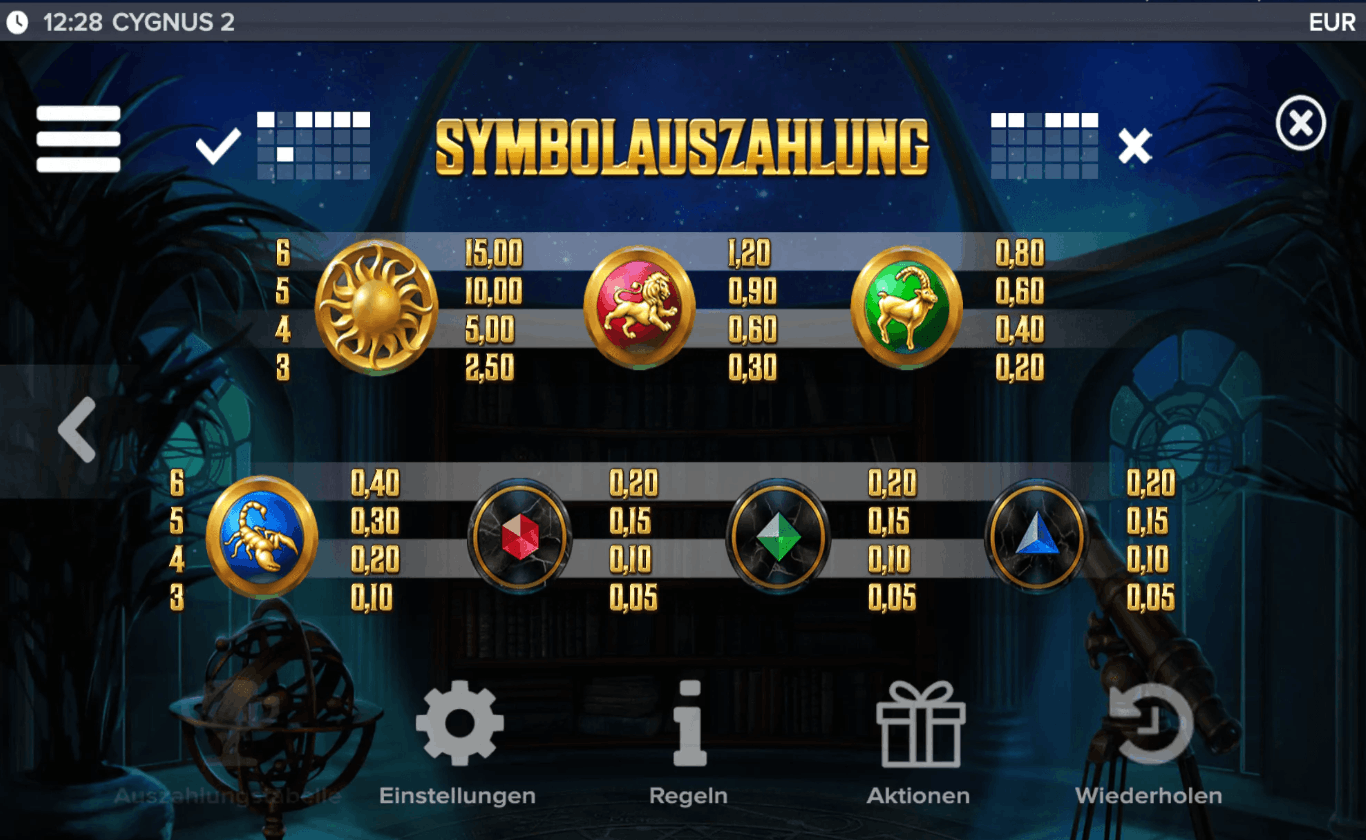 Cygnus 2 gameplay — 6×4 medieval astronomy slot by ELK Studios
